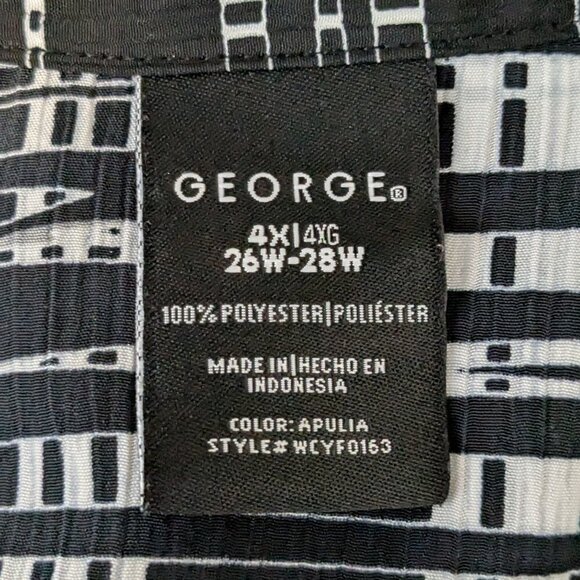 GEORGE Black/White 3/4 Roll-Tab Sleeves, 2 Piece Button Blouse Top; Size 4X - Picture 4 of 5